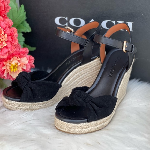 Coach Suede Black Wedges - Picture 2 of 15